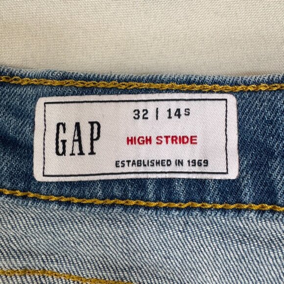 Gap High Stride Wide Leg Light Blue Wash Stretch Denim Jeans Size 14/32 Short - Picture 12 of 16